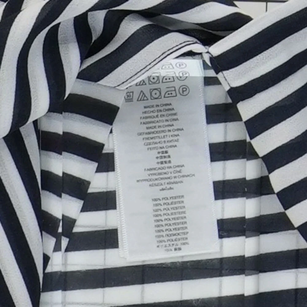 Michael Kors Wrap Blouse Women's Size Small Navy‎ White Striped V Neck